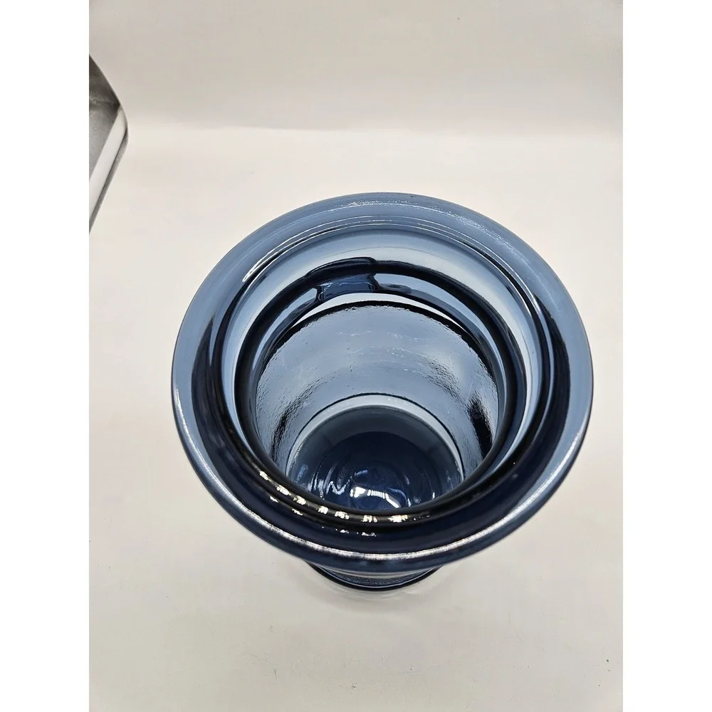 Vintage LE Smith Cobalt Blue Glass Lidded Apothecary Jar Canister Milk Can Shape